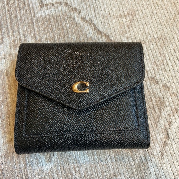 C Brand Textured Black Wallet with Gold Accent - Picture 1 of 8